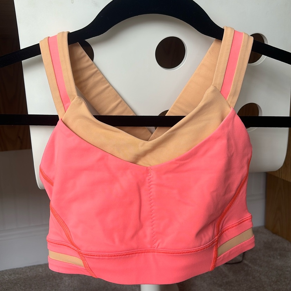 Lululemon Sports bra, Size 2, neon orange/pink, hardly worn